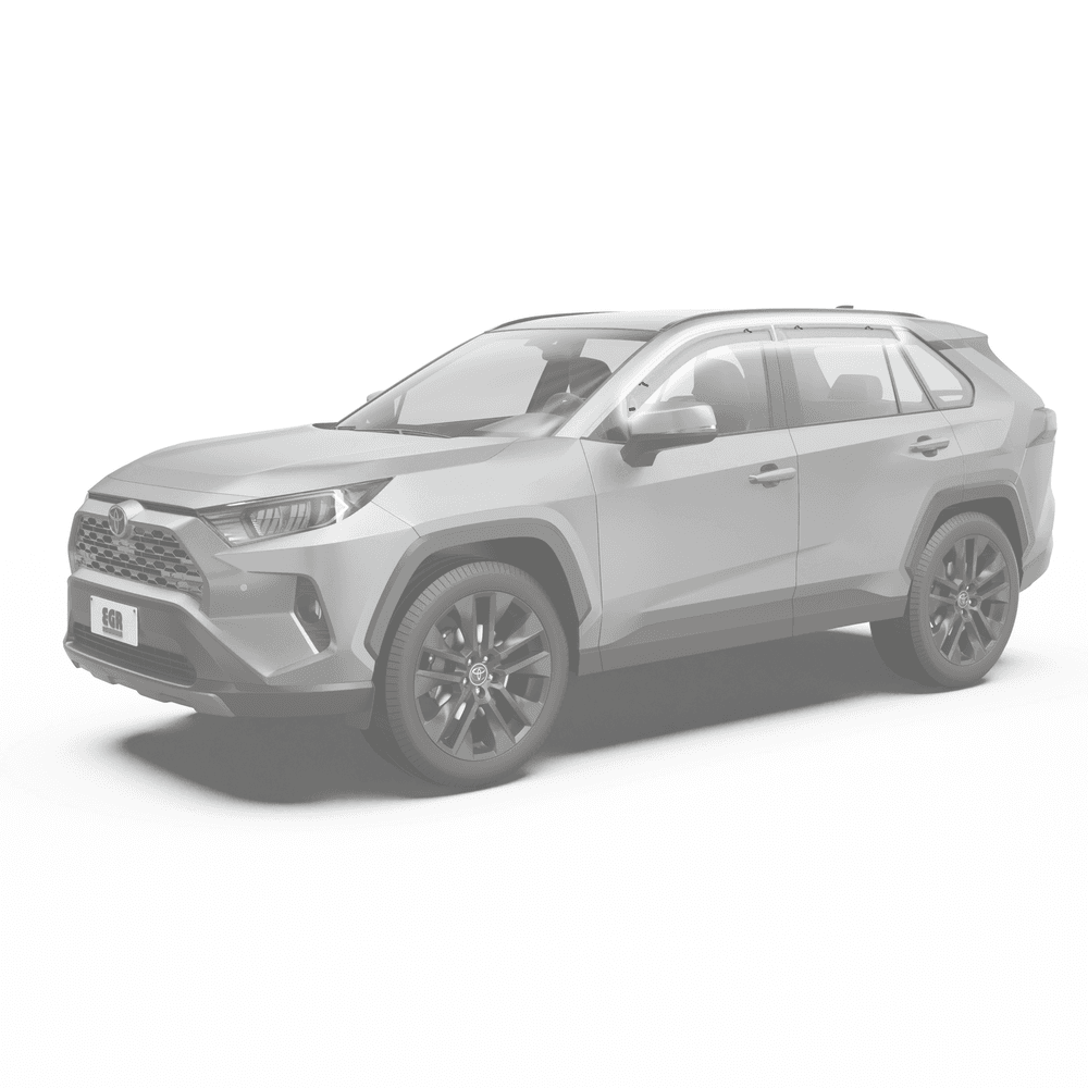 Close-up of Toyota RAV4 front door showing EGR Slimline Weather Shield fitment and flush design