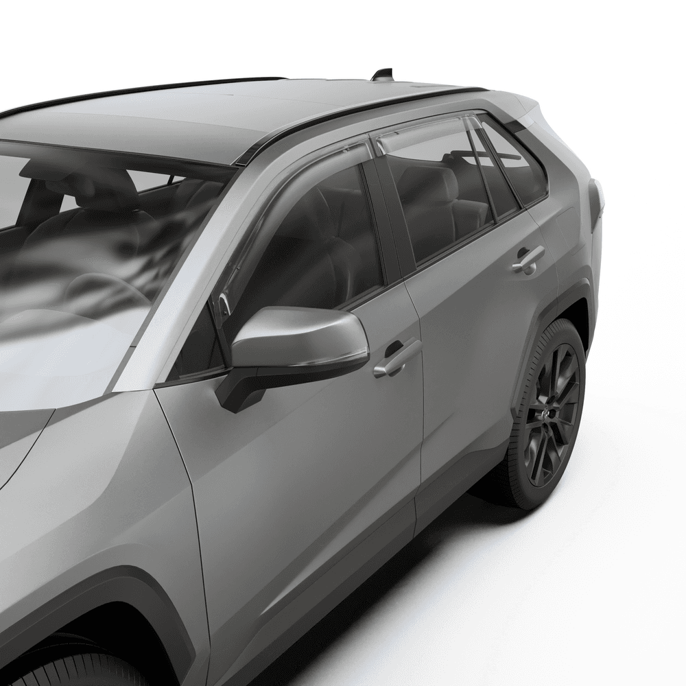 Top-down angle of Toyota RAV4 window with EGR Slimline Weather Shield allowing ventilation during rain