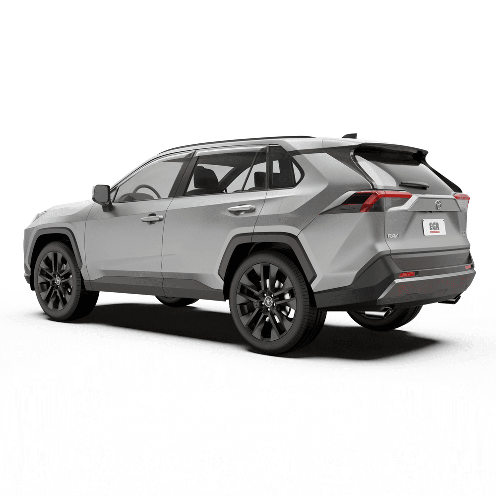 Rear three-quarter view of Toyota RAV4 with EGR Slimline Weather Shields installed on side windows
