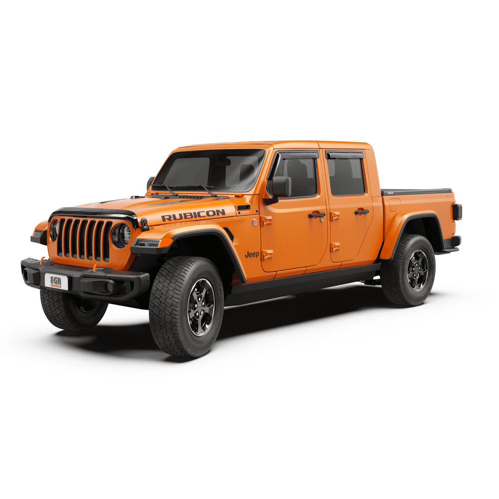 EGR RollTrac Electric E3 installed on Jeep Gladiator ute, showing electric aluminium roller tonneau cover with low-profile black slats covering the tub