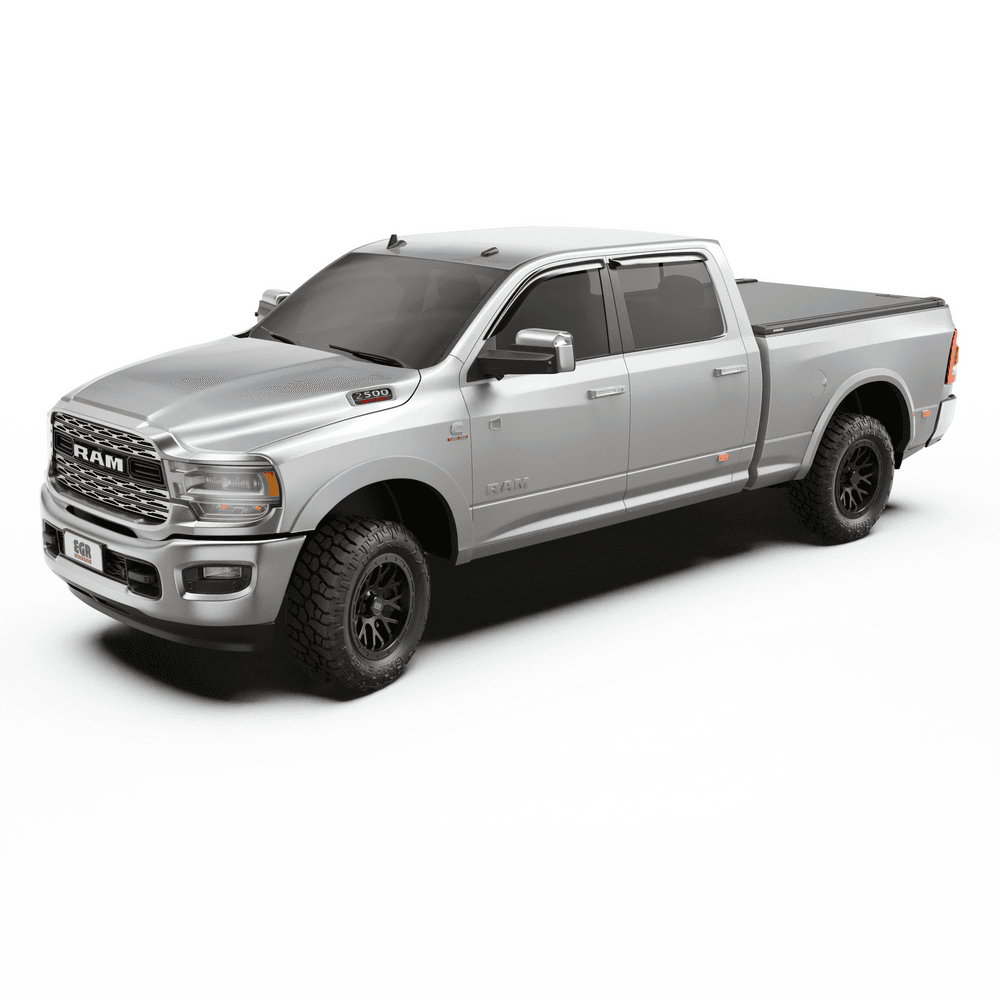 RAM DJ 3500 fitted with EGR RollTrac Manual roller tonneau cover in black aluminium finish