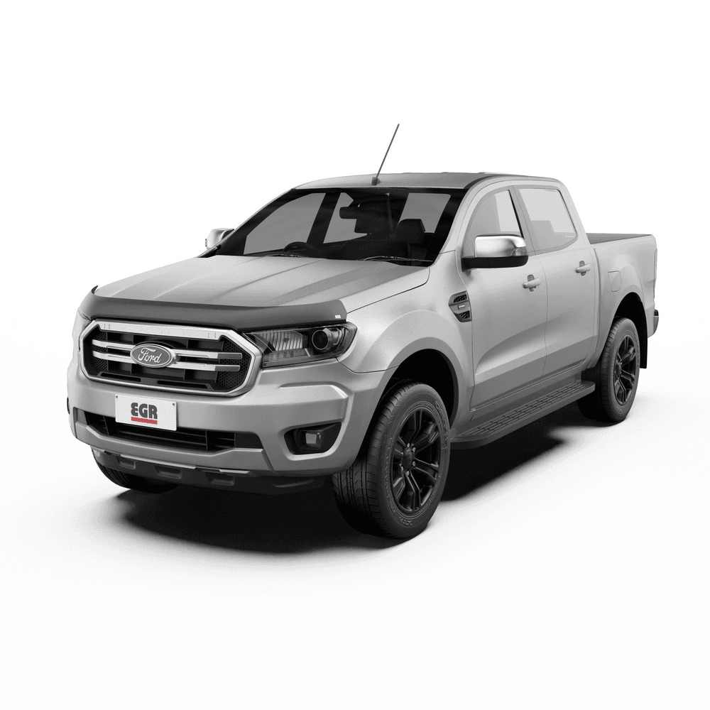 Ford Ranger PX 2015–2022 fitted with EGR Bonnet Protector in matte black, protecting the bonnet from stone chips and road debris