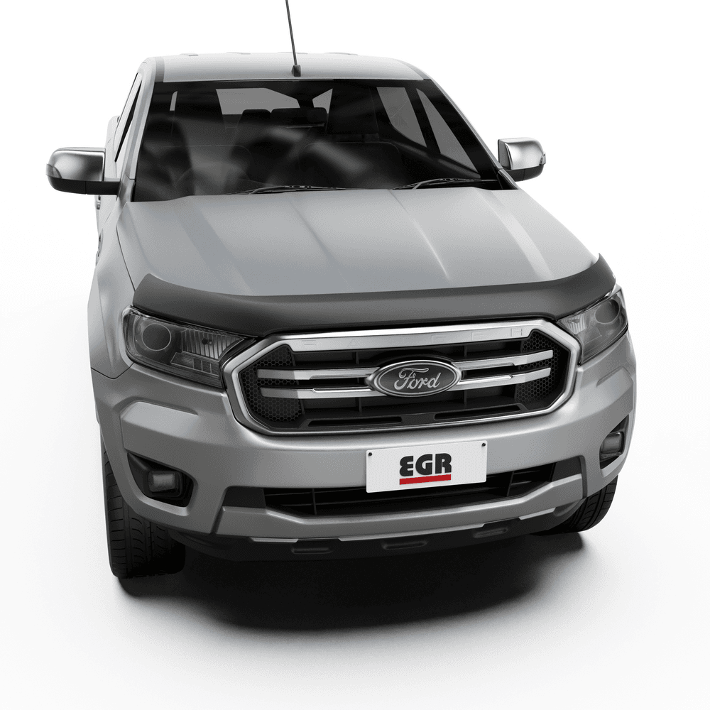 Front view of Ford Ranger PX 2015–2022 with EGR Bonnet Protector installed, showing durable bonnet protection and factory-style fit