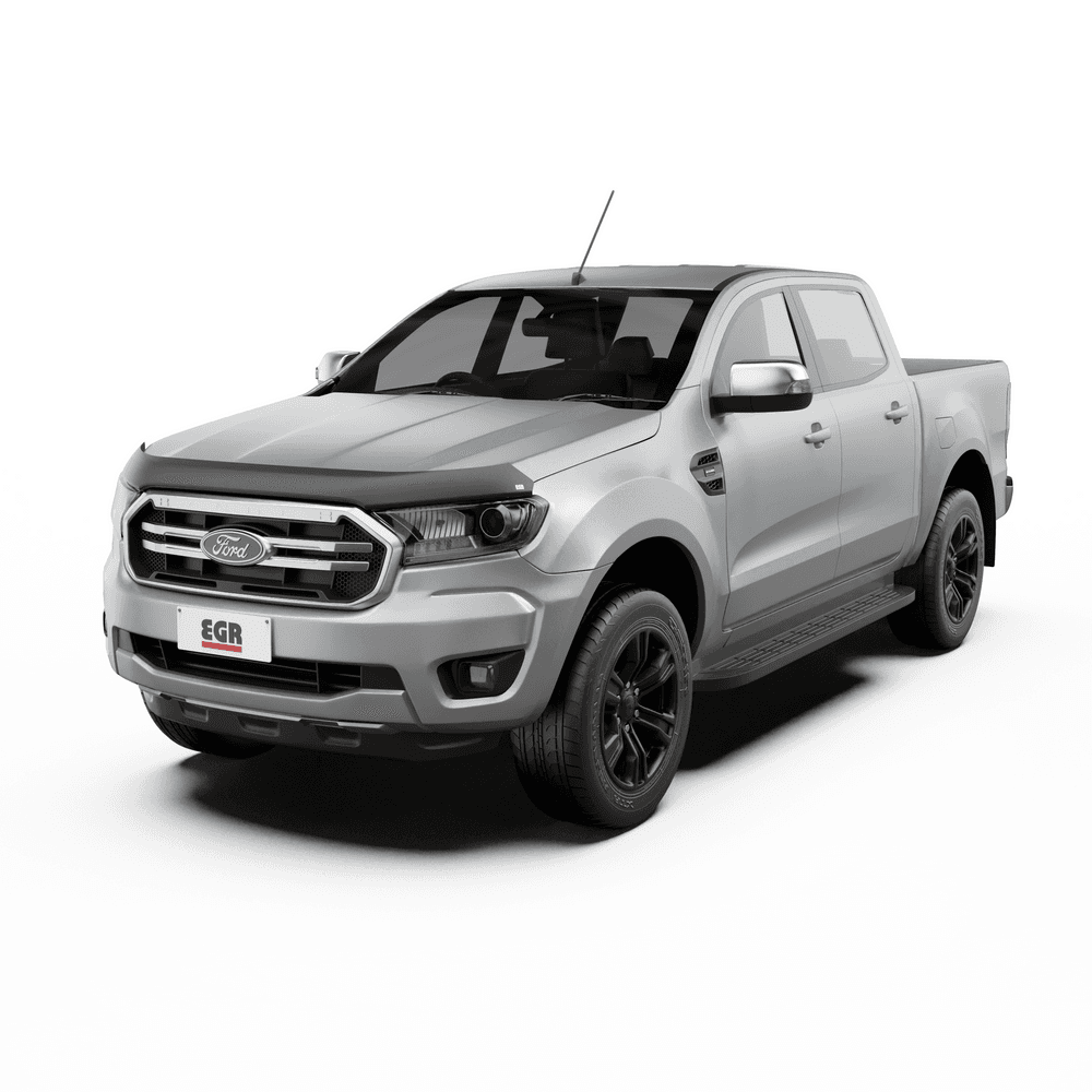 Ford Ranger PX 2015–2022 fitted with EGR Bonnet Protector in matte black, protecting the bonnet from stone chips and road debris