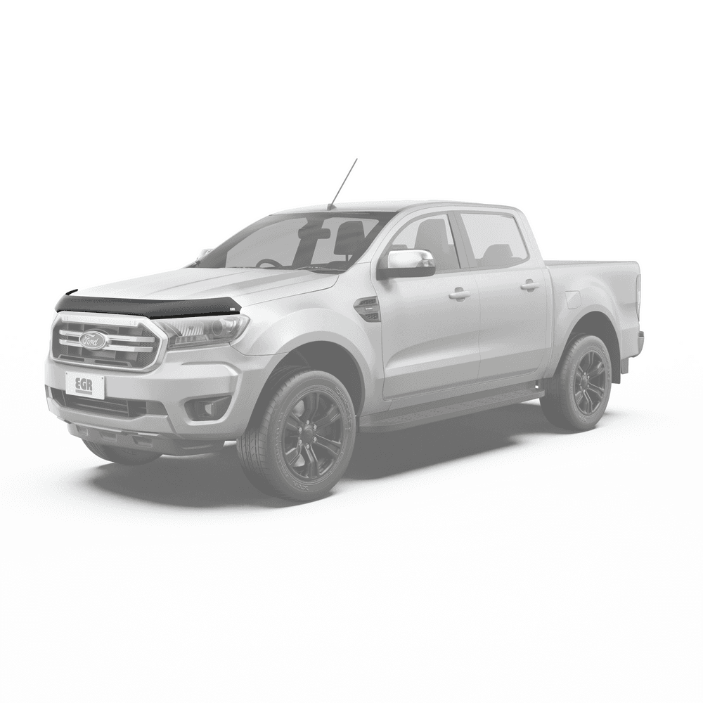 Front view of Ford Ranger PXIII 2019–2022 with EGR Bonnet Protector installed, sleek factory-style fit.