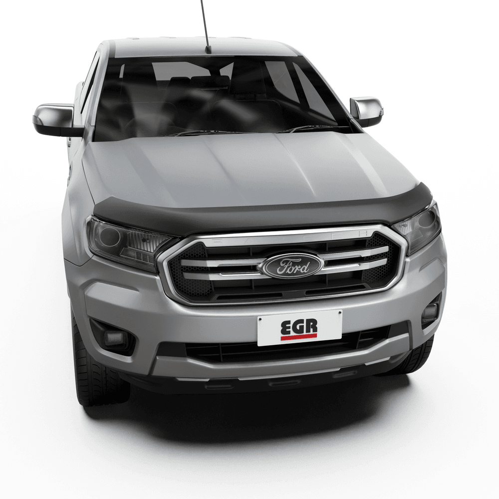 Front view of Ford Ranger PX 2015–2022 with EGR Bonnet Protector installed, showing durable bonnet protection and factory-style fit
