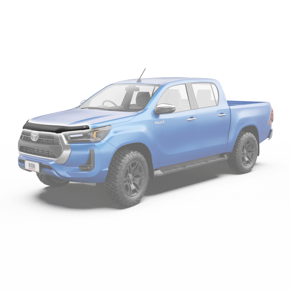 Toyota Hilux 2020-Onwards equipped with EGR Bonnet Protector, providing added front bonnet protection against road debris and stone chips.