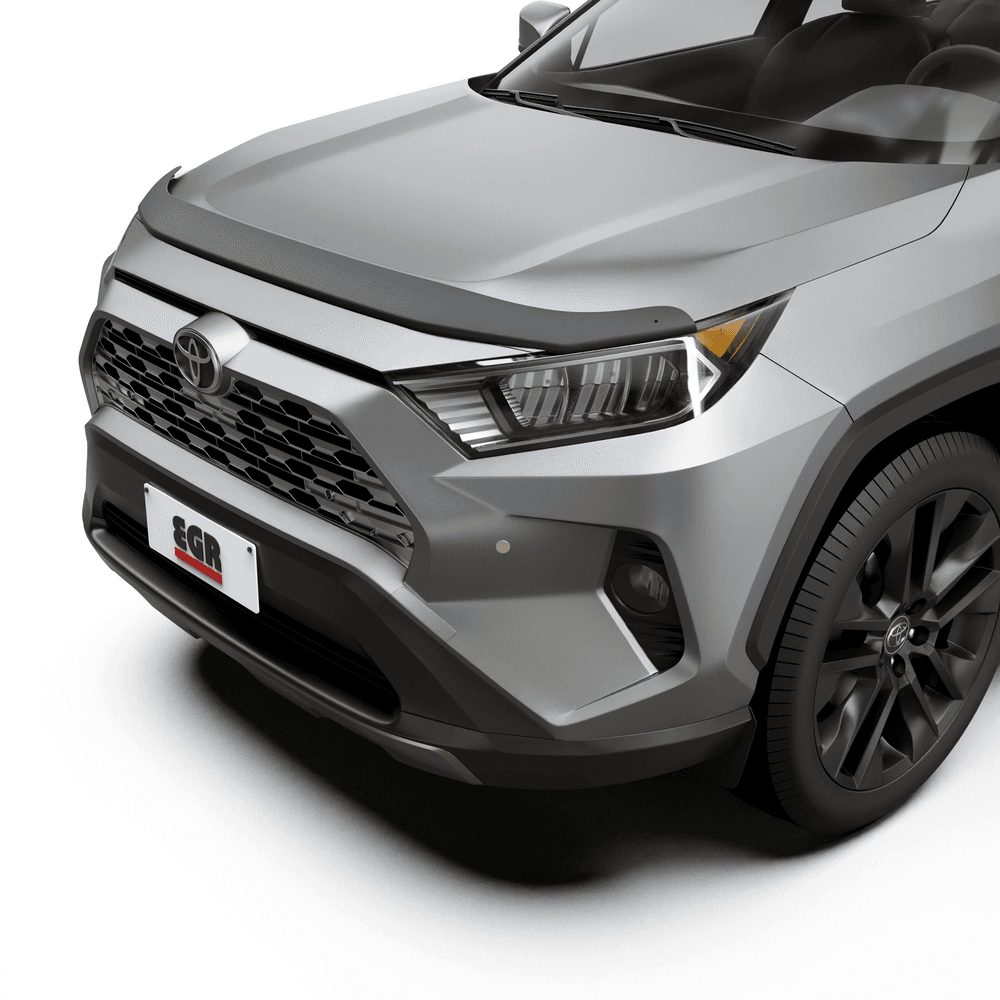 Toyota RAV4 2019-Onwards fitted with EGR Bonnet Protector in matte black, showing front bonnet stone chip protection and seamless factory-style fit.