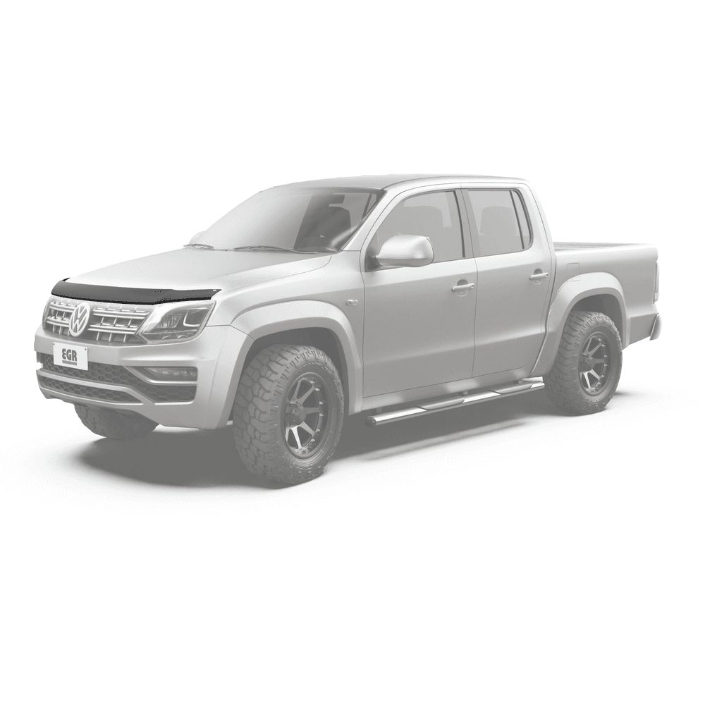 Volkswagen Amarok 2011–2023 with EGR Bonnet Protector installed, highlighting aerodynamic design and protection from road debris and insect impact.