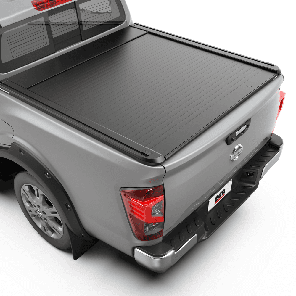 EGR RollTrac Electric E3 tonneau cover installed on Nissan Navara 2021 dual cab, showing secure aluminium roller cover protecting the ute tray