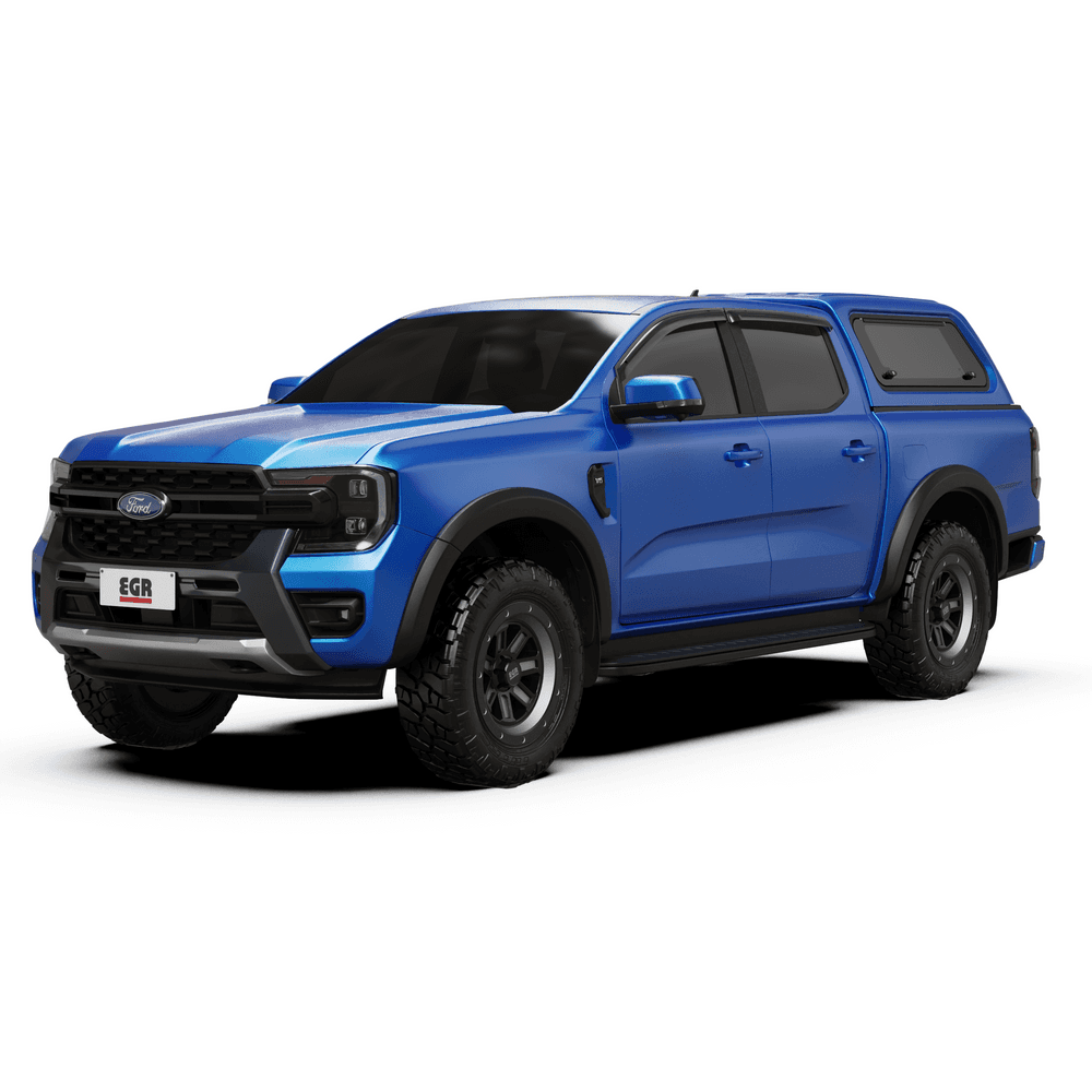 Front side view of blue ute fitted with EGR Core Canopy