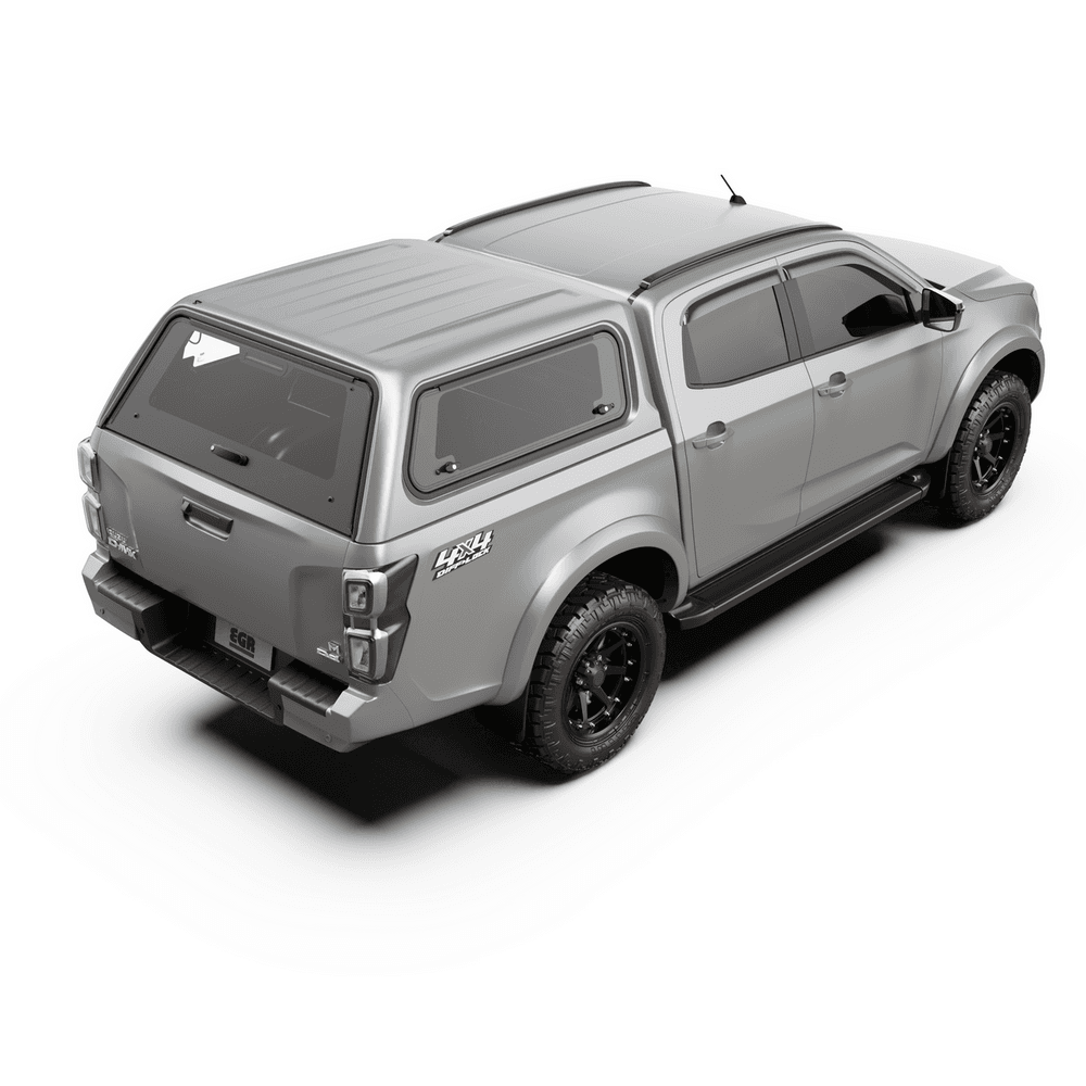 EGR Core Canopy on Isuzu D-Max 2020-onwards highlighting clamp-fit installation and tinted side glass