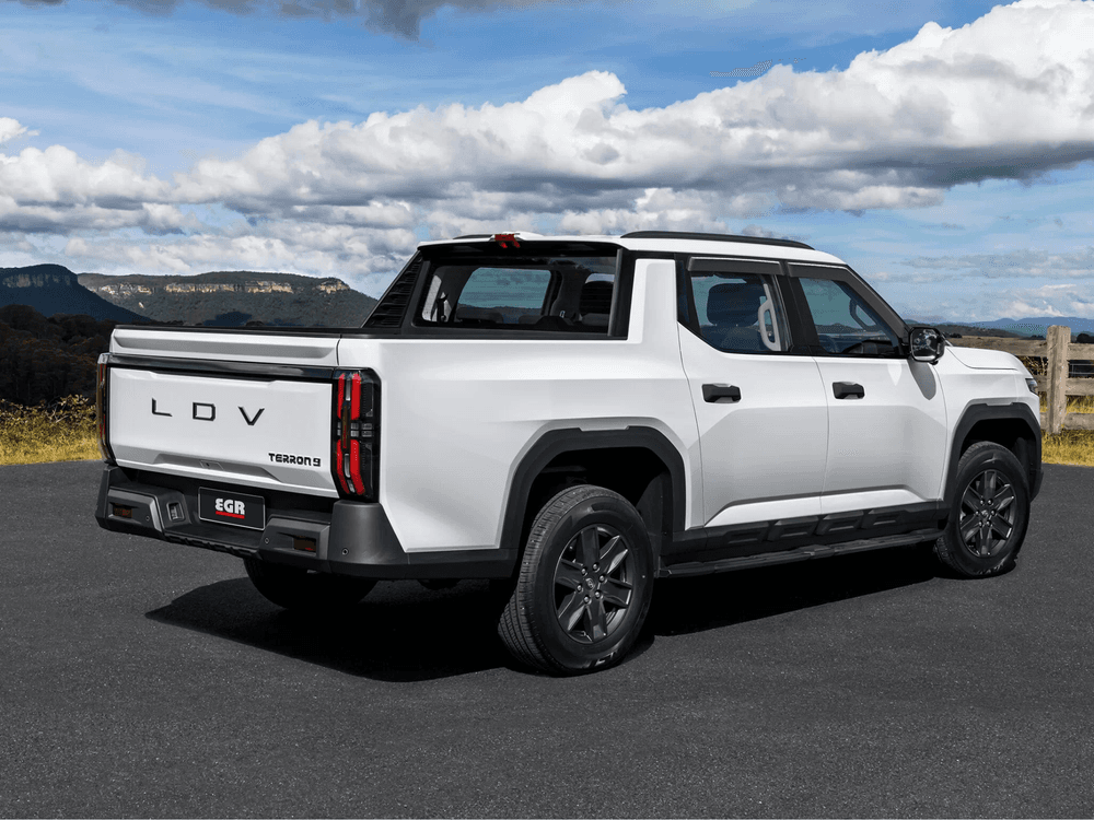 White Ute with EGR matte black Slimline Weather Shields fitted to the front and rear windows