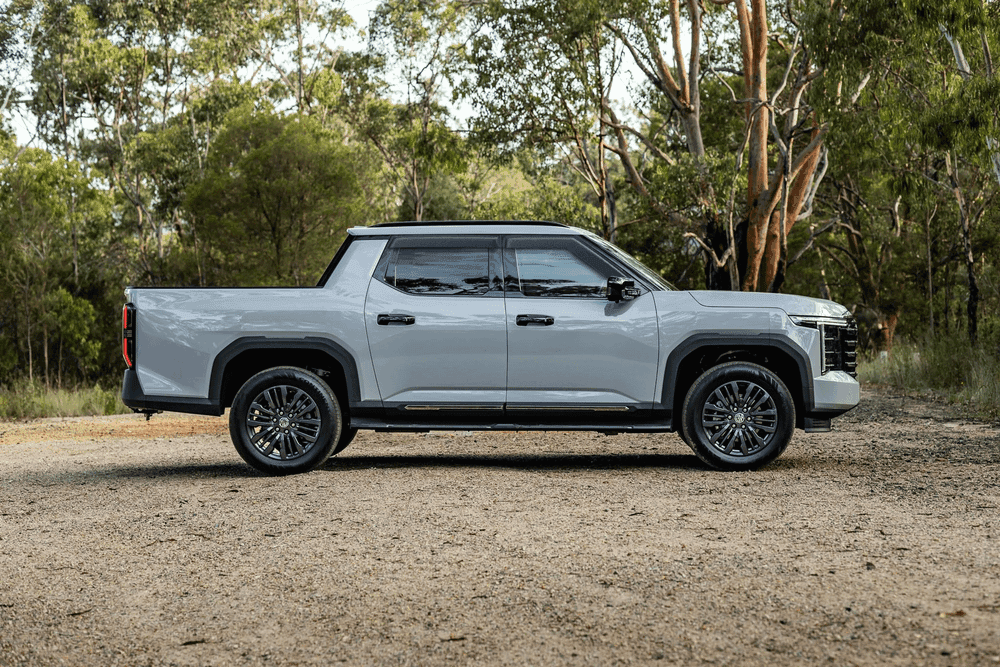 Grey Ute with EGR matte black Slimline Weather Shields fitted along the side windows