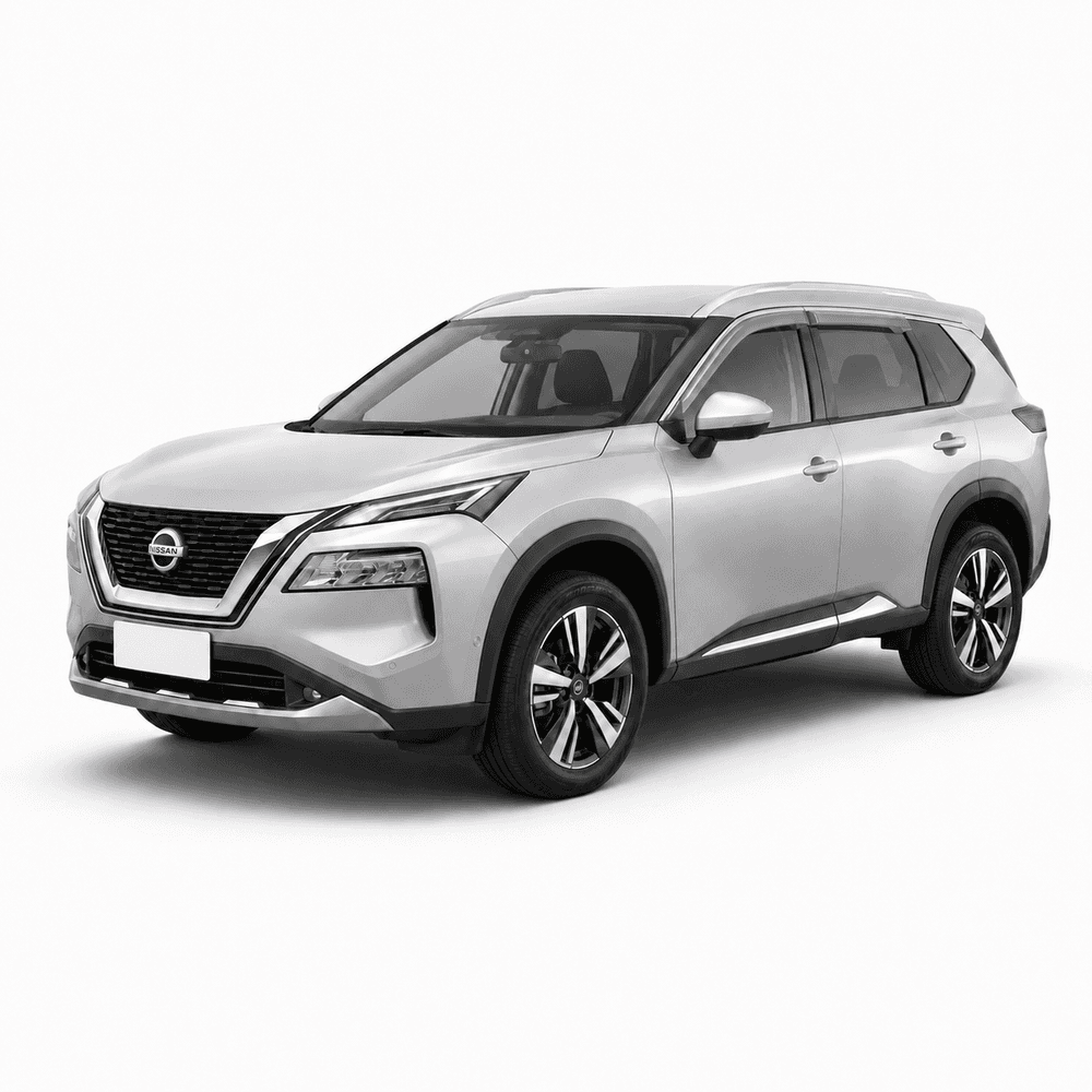 Silver Nissan X-Trail fitted with EGR matte black Slimline Weather Shields