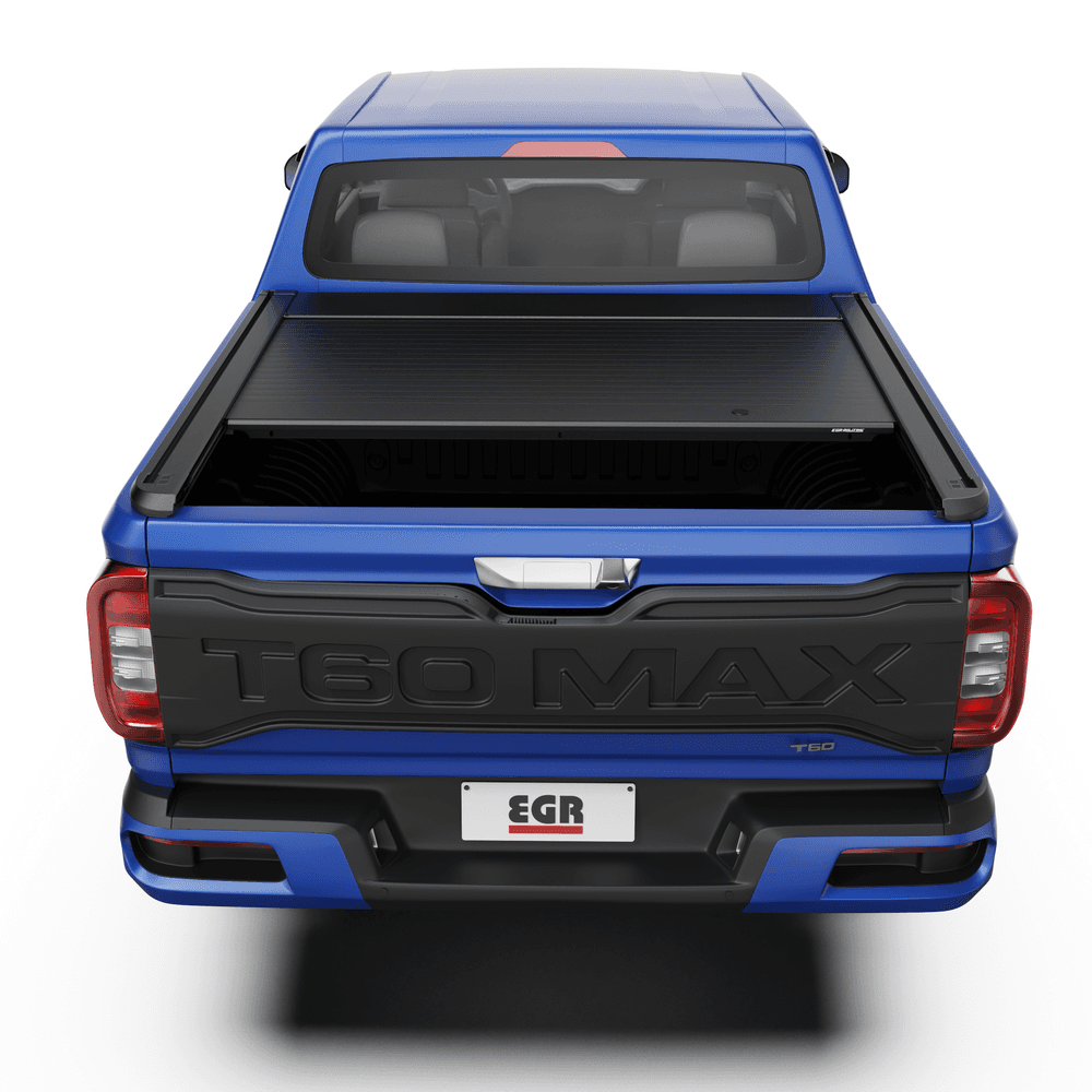 Rear view of an LDV T60 2017-onwards featuring the EGR Auto RollTrac Manual Roller Cover closed