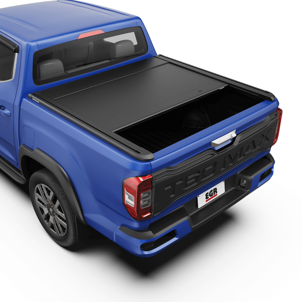 Rear angle view of an LDV T60 with the EGR Auto RollTrac Manual Roller Cover closed