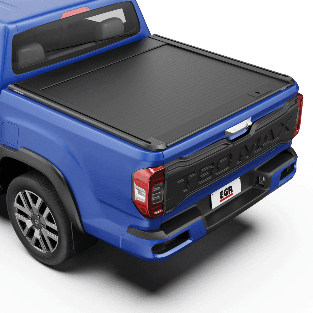 Top-rear angle of an LDV T60 showing the sleek low-profile EGR Auto RollTrac Manual Roller Cover