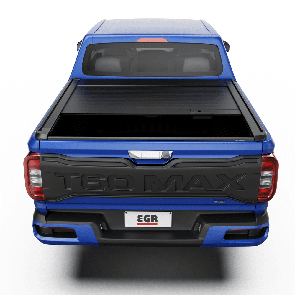Rear view of an LDV T60 2017-onwards featuring the EGR Auto RollTrac Manual Roller Cover closed