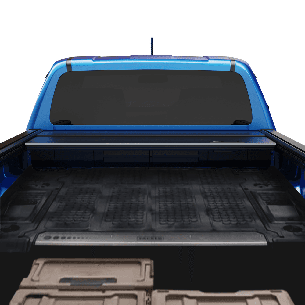 Toyota Hilux 2015–2020 tub loaded with gear under the open EGR Auto RollTrac Manual Roller Cover