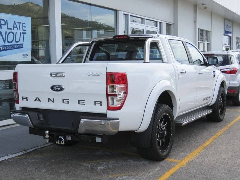White Ford Ranger PXII equipped with textured EGR Fender Flares – no-drill installation hardware shown