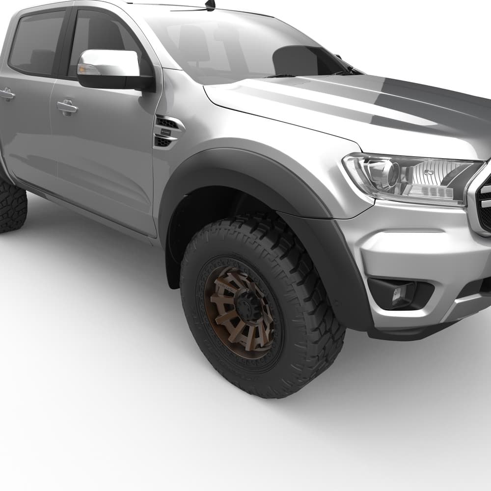 Side-angle view of Ford Ranger PX3 WildTrak featuring premium EGR Fender Flares for enhanced wheel arch protection