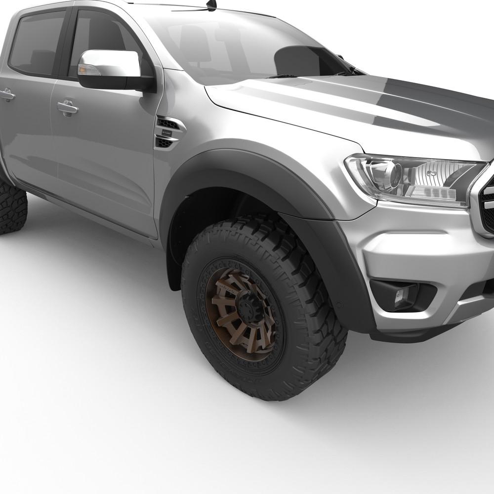 Side-angle view of Ford Ranger PX3 WildTrak featuring premium EGR Fender Flares for enhanced wheel arch protection