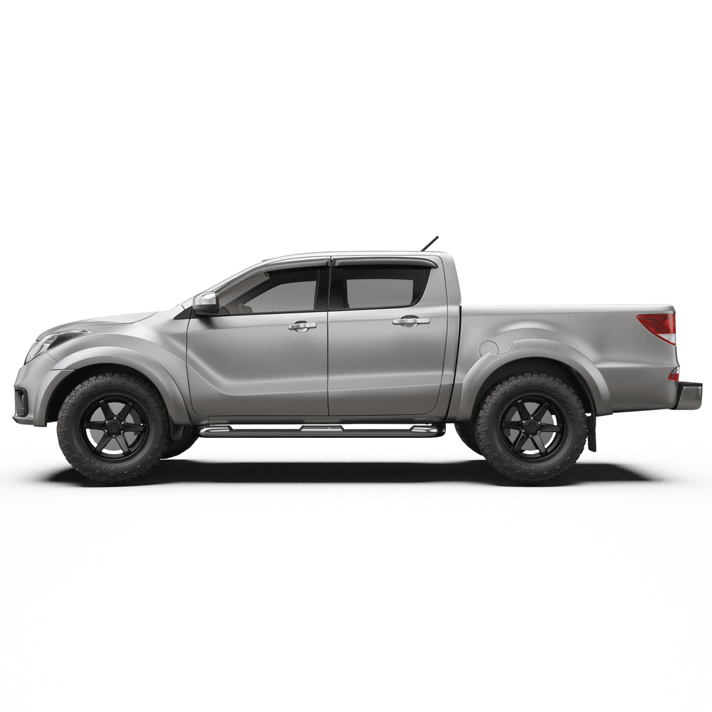 Mazda BT-50 fitted with EGR Fender Flares shown in full side profile, highlighting the upgraded wider stance and premium ABS flare design