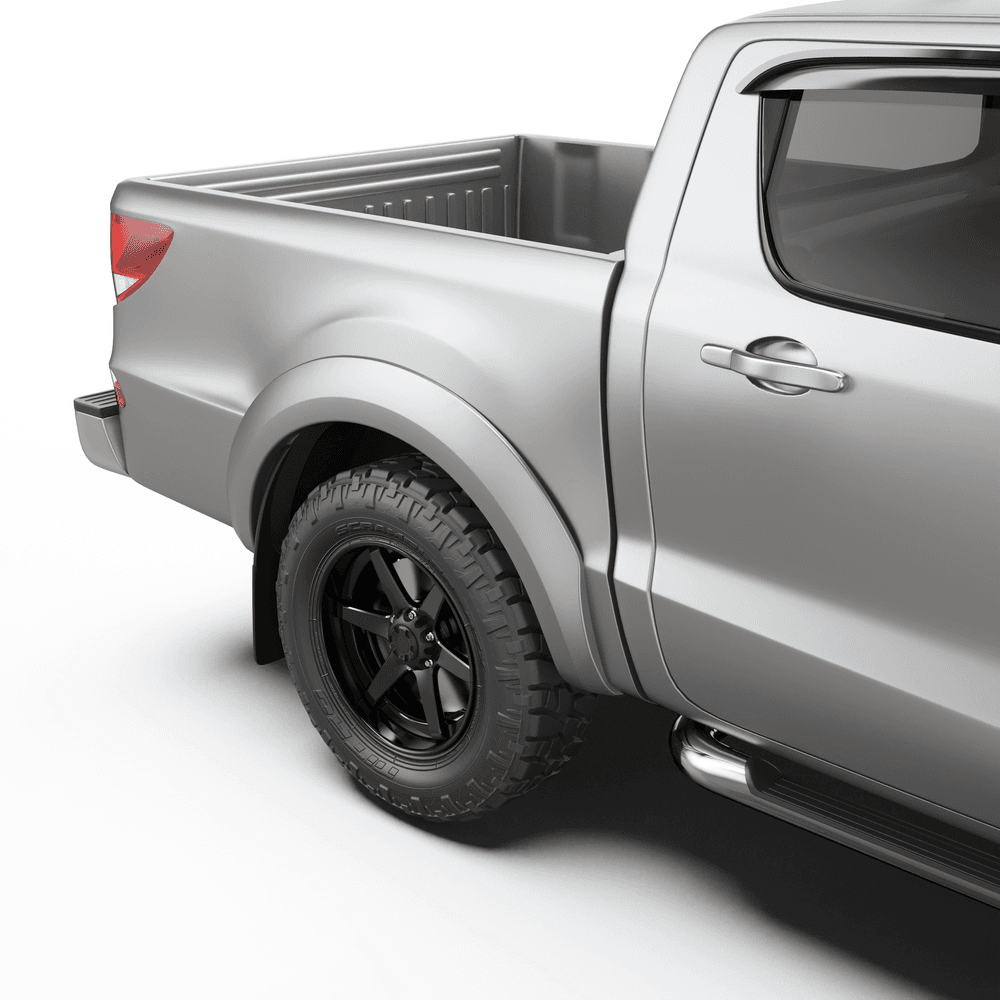 Rear three-quarter view of Mazda BT-50 featuring EGR Fender Flares, displaying the seamless body contour fit and added coverage over wider tyres