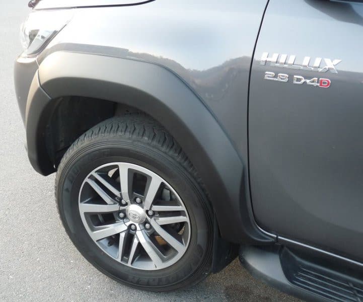 Toyota Hilux rear wheel arch with EGR Fender Flares installed for added protection