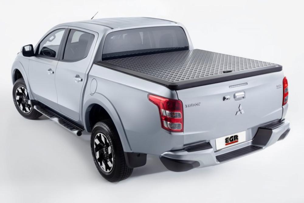 Silver Mitsubishi Triton MQ/MR with EGR Load Shield – rear tub protection and matte black finish visible