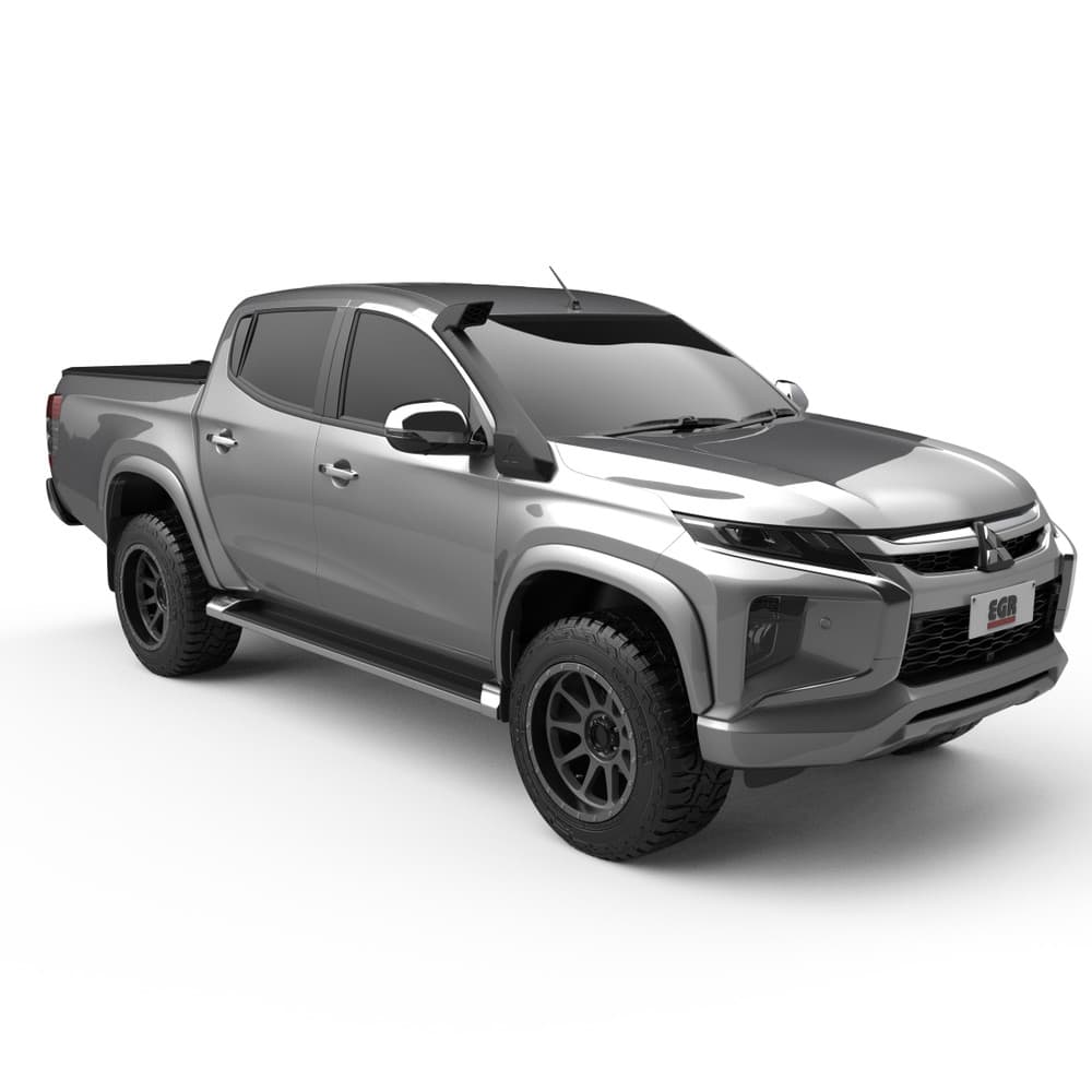 Side profile of Mitsubishi Triton MQ/MR featuring EGR Load Shield – strong aluminium tub cover and clean design