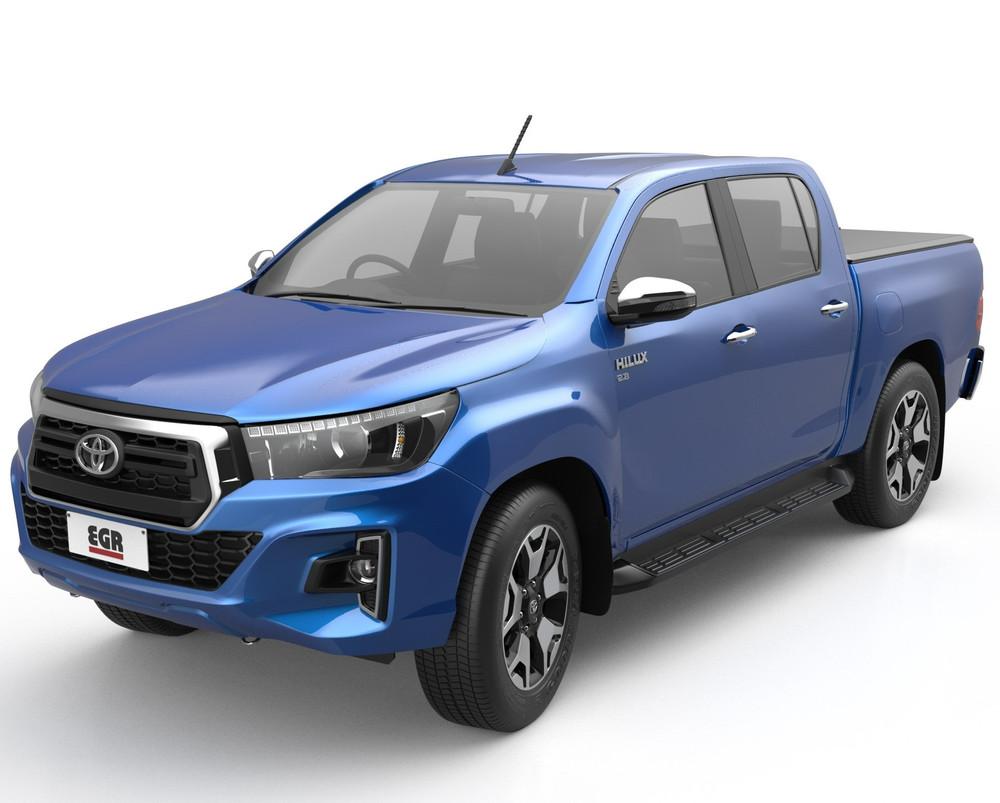 Blue Toyota Hilux 2015 fitted with EGR Load Shield – angled view highlighting rugged tub protection