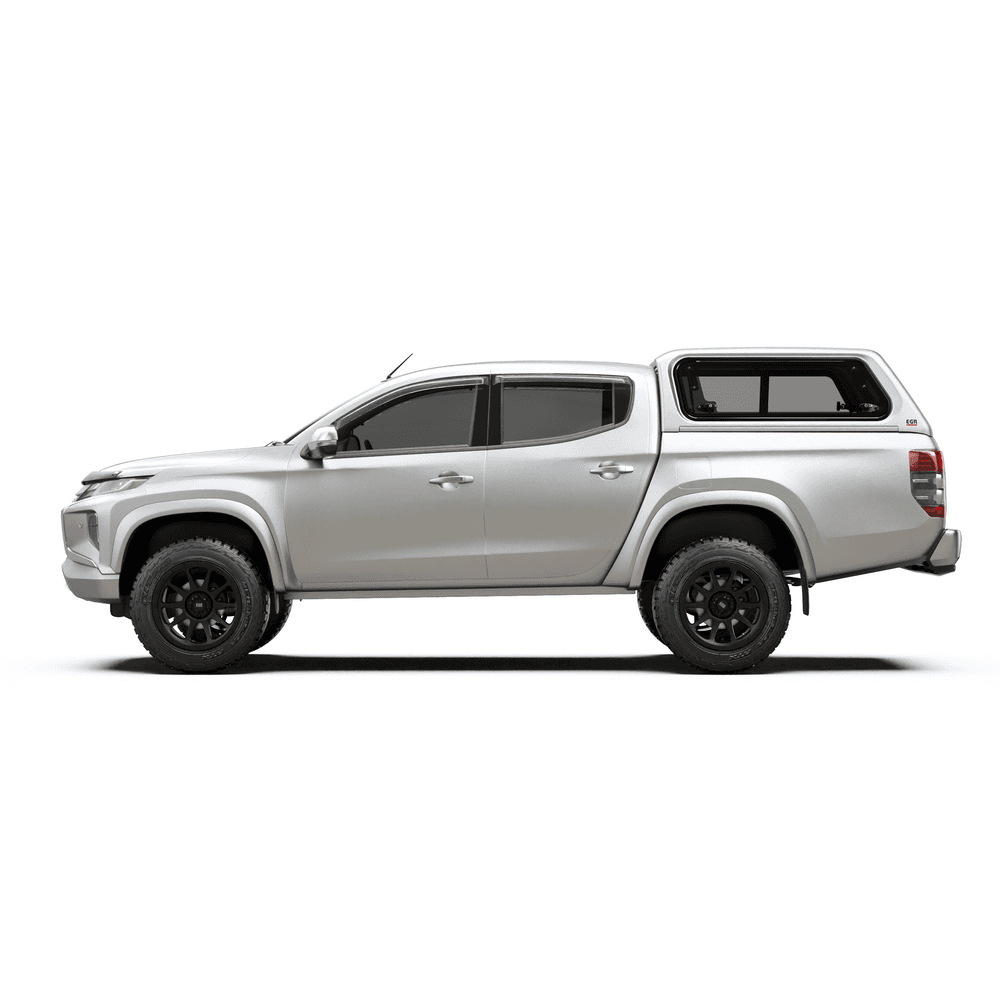Side view of Mitsubishi Triton MQ/MR fitted with EGR Premium Canopy, highlighting OEM-matched paint and ABS construction