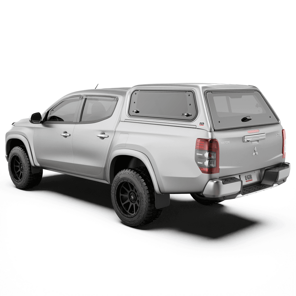 Mitsubishi Triton MQ/MR with EGR Premium Canopy, side angle view displaying modern integrated design and precision fit