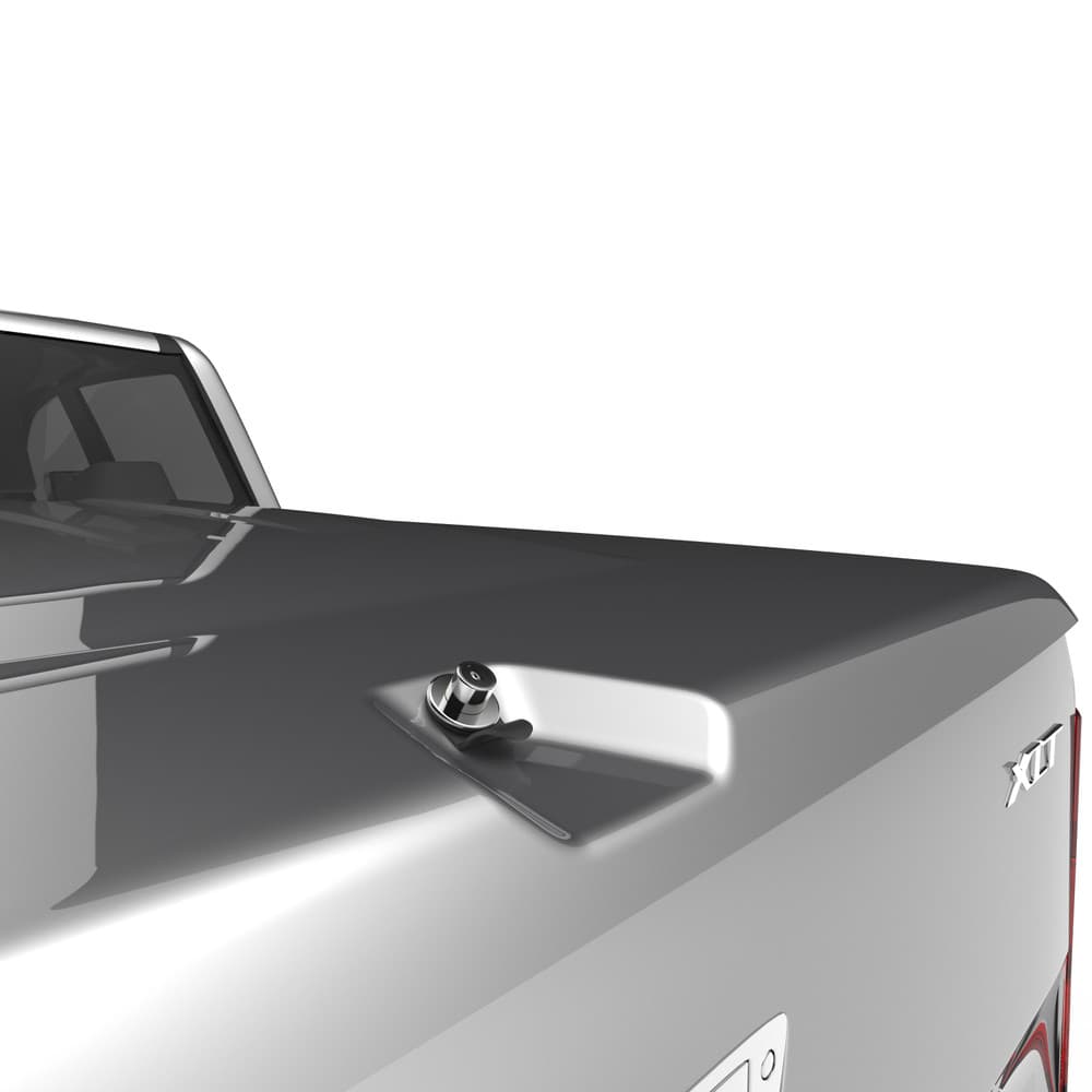 EGR 1 Piece Hard Lid on Ford Ranger PX, open position displaying twin gas struts and wide-access tub opening