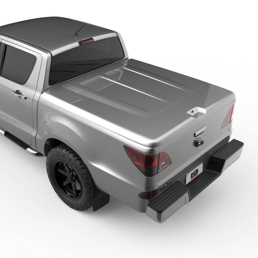 Mazda BT-50 fitted with EGR 1 Piece Hard Lid, rear three-quarter angle showing smooth OEM-painted finish and secure tub cover