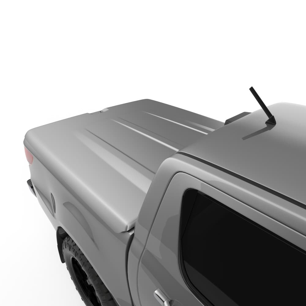 Close-up detail of EGR 1 Piece Hard Lid on Mazda BT-50, showing lockable push-button system and high-quality paint finish