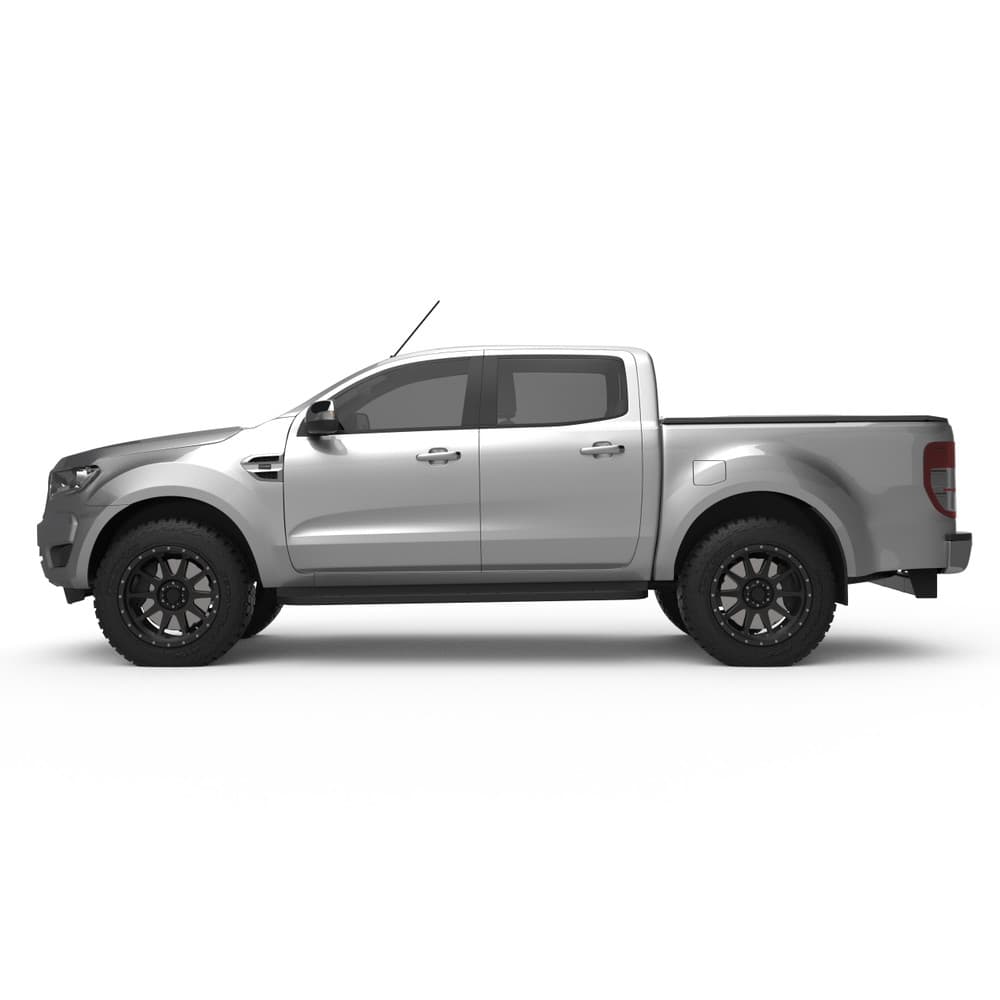 Side profile of Ford Ranger PX fitted with EGR Soft Tonneau Cover Cabin Guard, showing smooth aerodynamic cover and secure tailgate access
