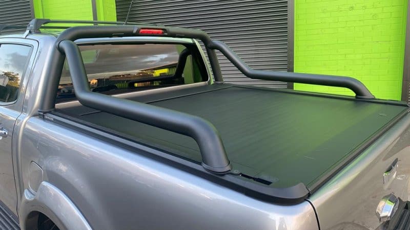 Tub interior view of Ford Ranger PX with EGR Sports Bar Adapter Kit, showing 38mm height lift for RollTrac clearance