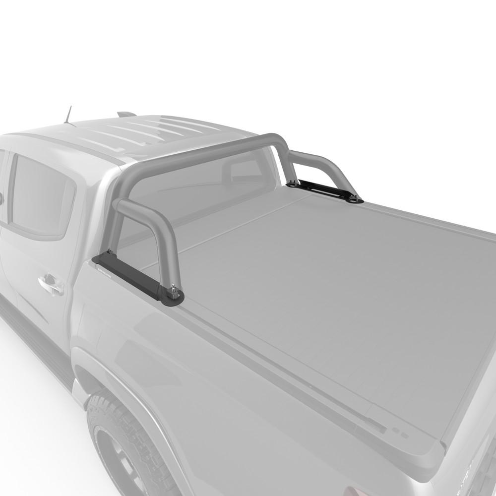 Mitsubishi Triton MQ/MR fitted with EGR RollTrac Sports Bar Adapter Kit, close-up showing raised mounting brackets and powder-coated finish