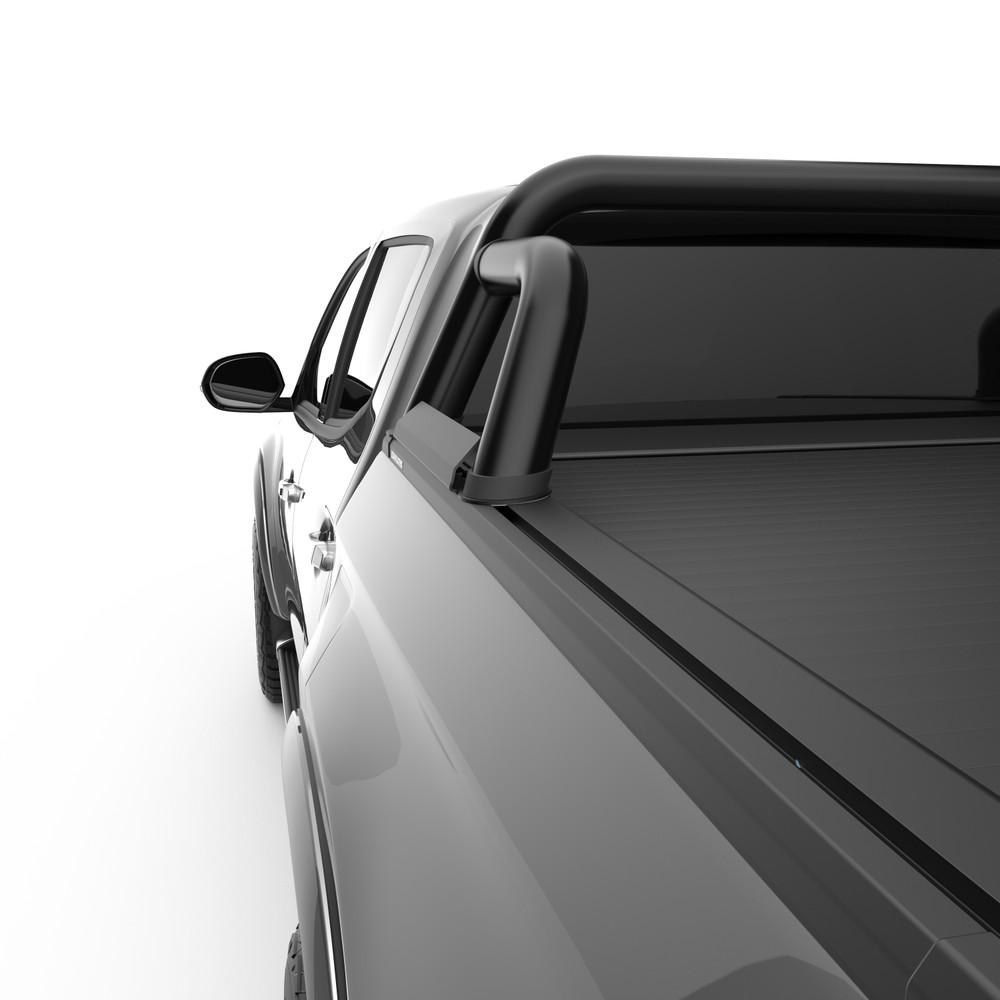 Side view close-up of EGR Sports Bar Adapter Kit on Mitsubishi Triton MQ/MR, showing secure connection between sports bar and RollTrac