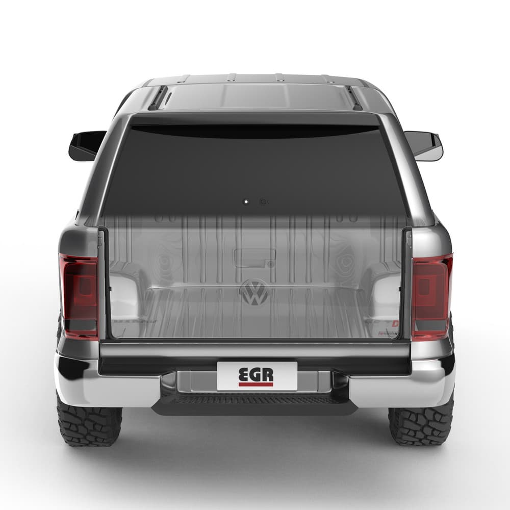 Volkswagen Amarok 2010–2022 fitted with EGR Dust Defender, rear view showing sealed tailgate area for dust and water protection