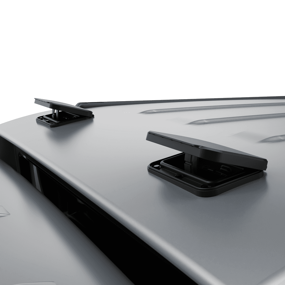 EGR Canopy Pressure Vent installed on canopy roof, showing external vent design that improves airflow and reduces dust in the ute tub