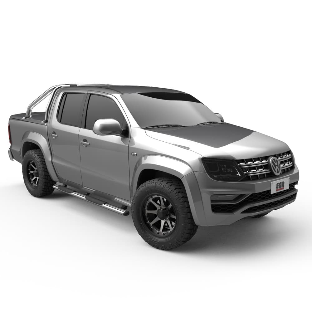 Side profile of Volkswagen Amarok showing EGR 3 Piece Hard Lid, emphasizing streamlined low-profile tub coverage