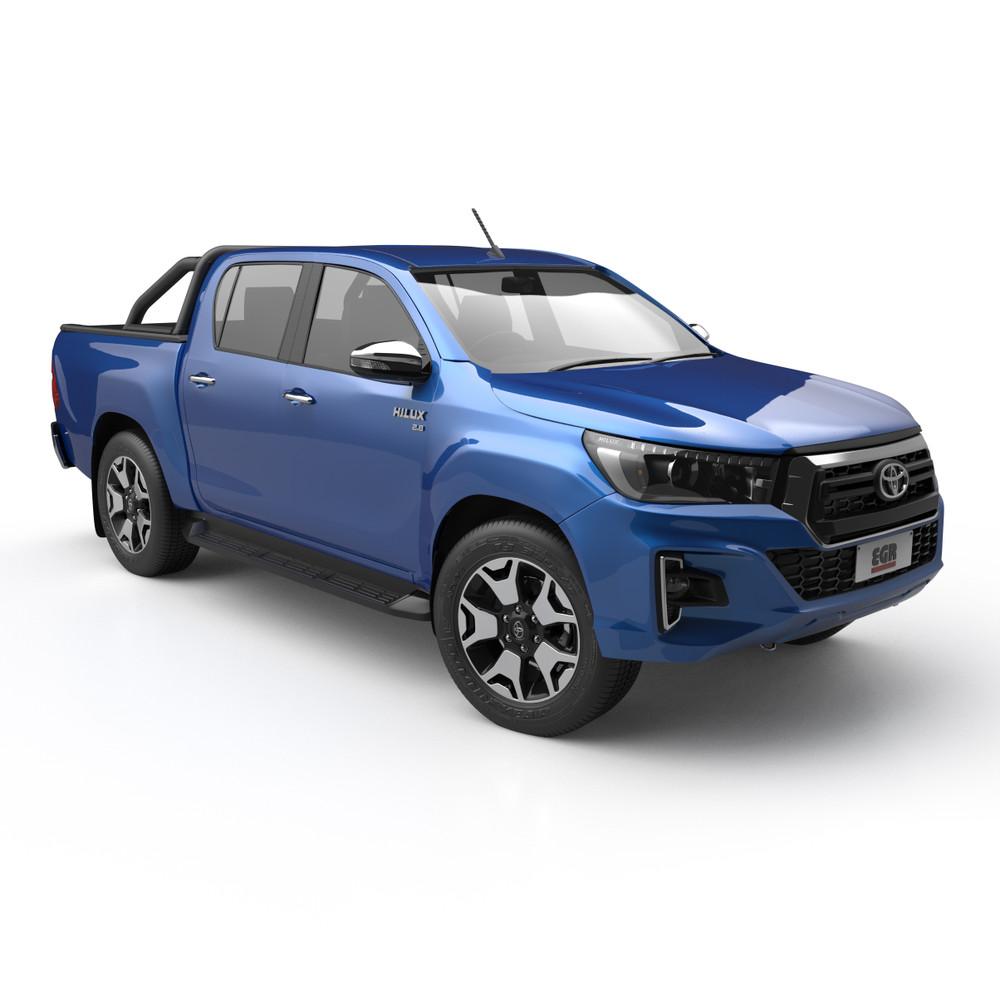 Front three-quarter view of Toyota Hilux 2015 equipped with EGR RollTrac Sports Bar, showing rugged styling and factory-matched fitment