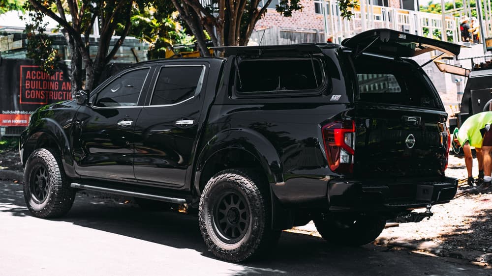 Nissan Navara MY21 EGR GEN3 Canopy pictured outdoors, showcasing frameless side windows and clean factory-style integration