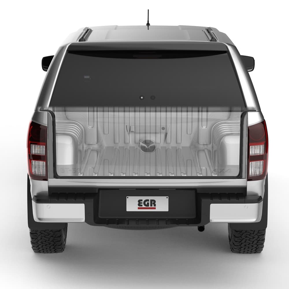 Mazda BT-50 fitted with EGR Dust Defender kit, rear view showing sealed tailgate area and dust-blocking bracing