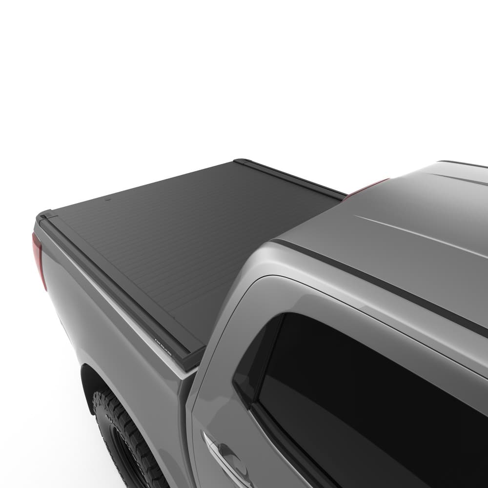 Close-up of EGR RollTrac Electric E3 roller housing on Mazda BT-50 2020, highlighting durable black powder-coated finish