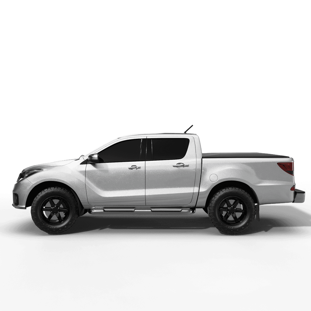 Side profile of a Mazda BT-50 2011-2019 equipped with the EGR Soft Tonneau Cover for a sleek, streamlined tub appearance